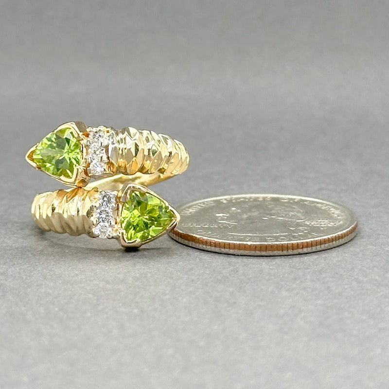 Estate 14K Y Gold 1.64ctw Peridot & 0.12ctw Diamond Bypass Ring - Walter Bauman Jewelers