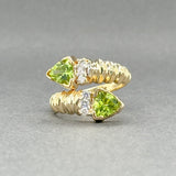 Estate 14K Y Gold 1.64ctw Peridot & 0.12ctw Diamond Bypass Ring - Walter Bauman Jewelers