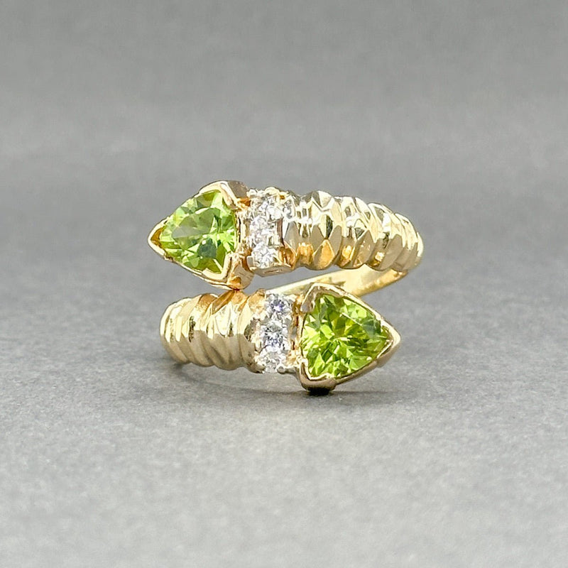 Estate 14K Y Gold 1.64ctw Peridot & 0.12ctw Diamond Bypass Ring - Walter Bauman Jewelers