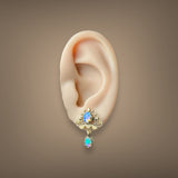 Estate 14K Y Gold 1.72ctw White Opal Earrings - Walter Bauman Jewelers