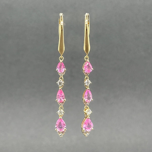 Estate 14K Y Gold 1.73ctw Lab - Created Pink & White Sapphire Dangle Earrings - Walter Bauman Jewelers