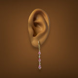 Estate 14K Y Gold 1.73ctw Lab - Created Pink & White Sapphire Dangle Earrings - Walter Bauman Jewelers