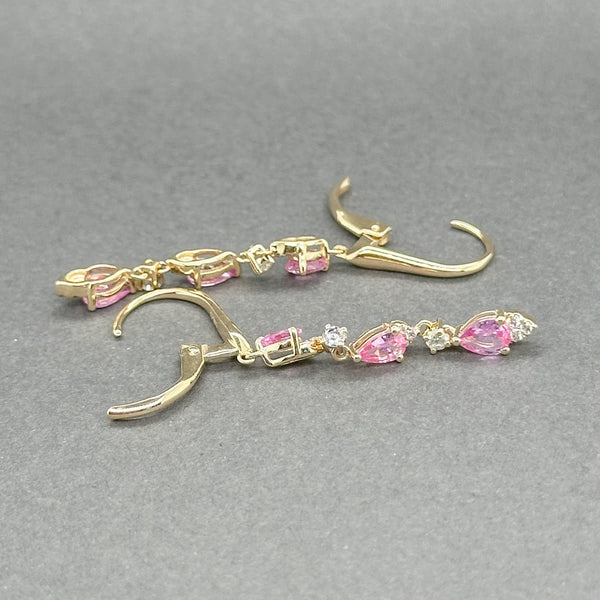 Estate 14K Y Gold 1.73ctw Lab - Created Pink & White Sapphire Dangle Earrings - Walter Bauman Jewelers