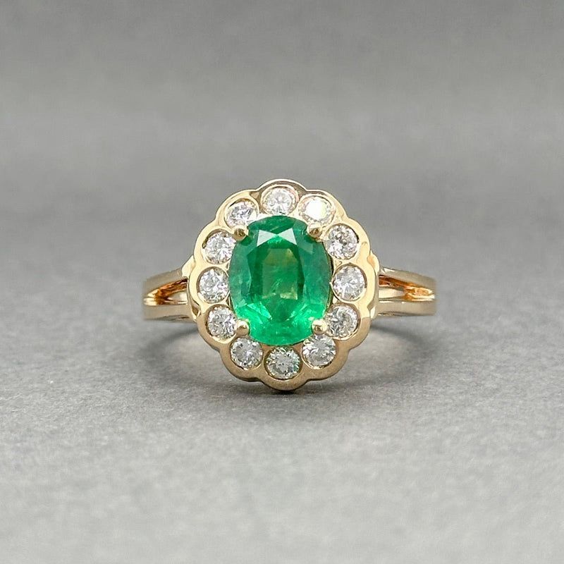 Estate 14K Y Gold 1.79ct Lab Emerald & 0.77ctw H - I/SI1 - 2 Diamond Ring - Walter Bauman Jewelers