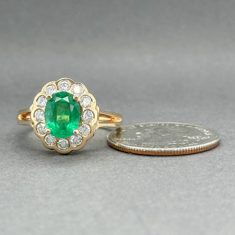 Estate 14K Y Gold 1.79ct Lab Emerald & 0.77ctw H - I/SI1 - 2 Diamond Ring - Walter Bauman Jewelers