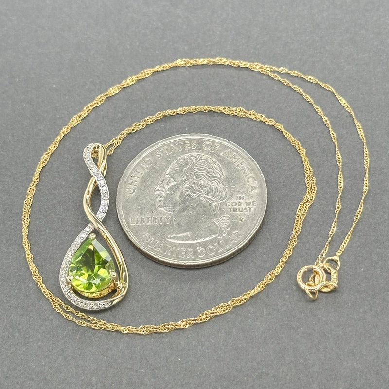 Estate 14K Y Gold 1.80ct Peridot & 0.08ctw Diamond Pendant - Walter Bauman Jewelers