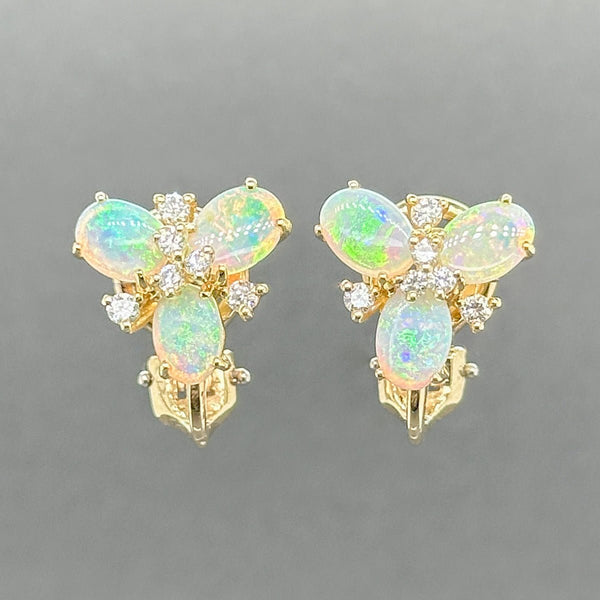 Estate 14K Y Gold 1.80ctw Opal & 0.34ctw G - H/SI1 - 2 Diamond Earrings - Walter Bauman Jewelers