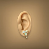 Estate 14K Y Gold 1.80ctw Opal & 0.34ctw G - H/SI1 - 2 Diamond Earrings - Walter Bauman Jewelers