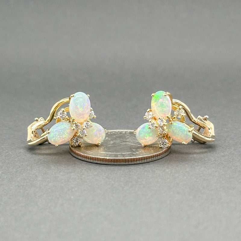 Estate 14K Y Gold 1.80ctw Opal & 0.34ctw G - H/SI1 - 2 Diamond Earrings - Walter Bauman Jewelers