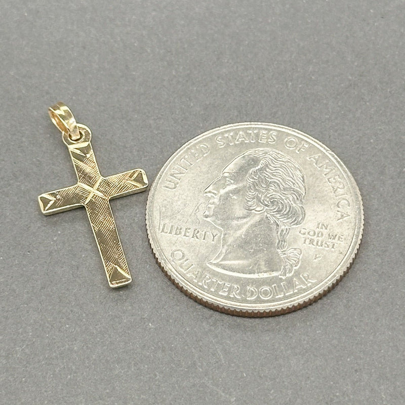 Estate 14K Y Gold 21.5mm Textured Cross Pendant - Walter Bauman Jewelers