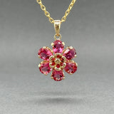 Estate 14K Y Gold 2.34ctw Pink Tourmaline Flower Pendant - Walter Bauman Jewelers