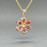 Estate 14K Y Gold 2.34ctw Pink Tourmaline Flower Pendant - Walter Bauman Jewelers