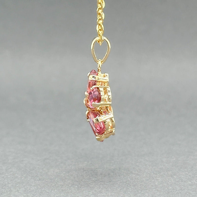 Estate 14K Y Gold 2.34ctw Pink Tourmaline Flower Pendant - Walter Bauman Jewelers