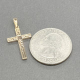 Estate 14K Y Gold 23.4mm Engraved Cross Pendant - Walter Bauman Jewelers