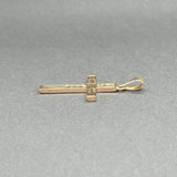 Estate 14K Y Gold 23.4mm Engraved Cross Pendant - Walter Bauman Jewelers