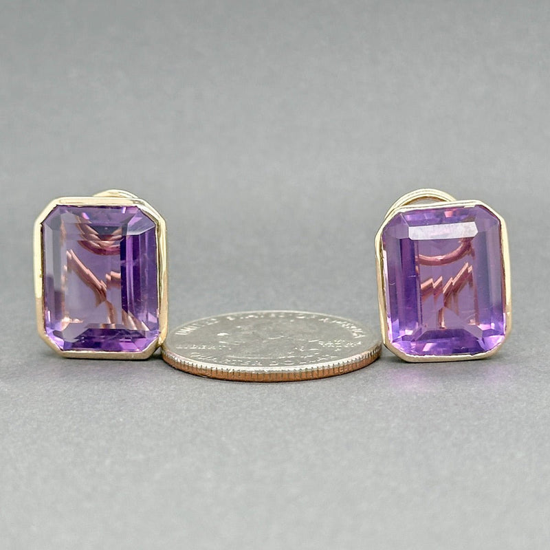 Estate 14K Y Gold 24.58ctw Amethyst Clip On Earrings - Walter Bauman Jewelers