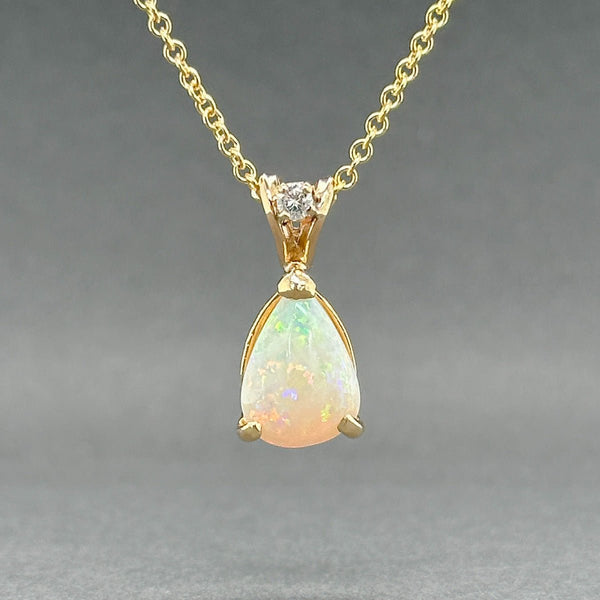 Estate 14K Y Gold 2.46ct Opal & 0.05ct H - I/SI2 Diamond Pendant - Walter Bauman Jewelers