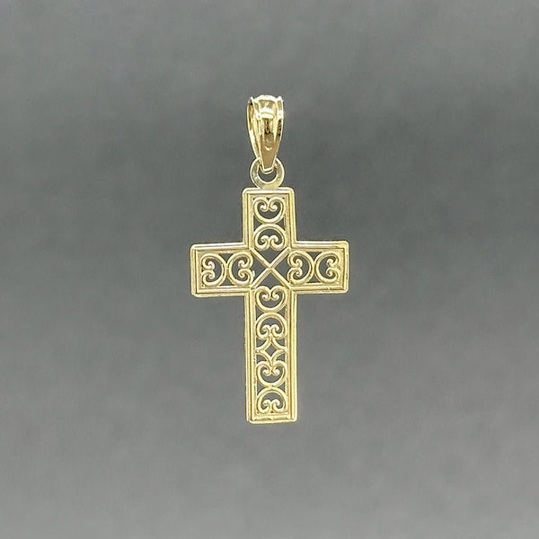 Estate 14K Y Gold 24.70mm Filigree Cross Pendant - Walter Bauman Jewelers