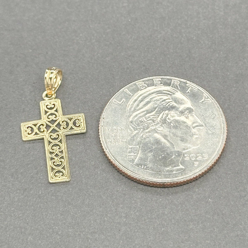 Estate 14K Y Gold 24.70mm Filigree Cross Pendant - Walter Bauman Jewelers