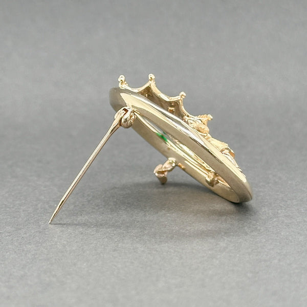 Estate 14K Y Gold 2.57ctw Garnet & Chrysoprase Girl w. Umbrella Pin - Walter Bauman Jewelers