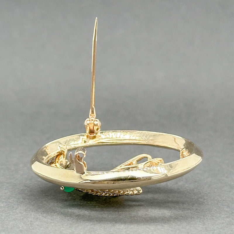 Estate 14K Y Gold 2.57ctw Garnet & Chrysoprase Girl w. Umbrella Pin - Walter Bauman Jewelers