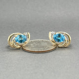 Estate 14K Y Gold 2.72ctw Blue Topaz & 0.01ctw H - I/SI2 Diamond Earrings - Walter Bauman Jewelers