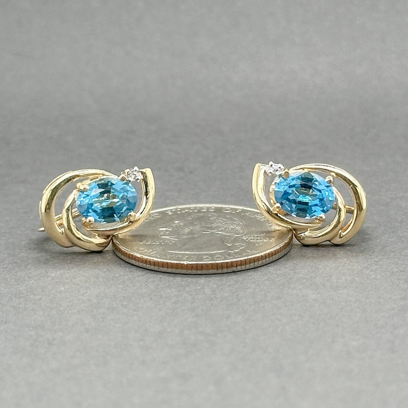 Estate 14K Y Gold 2.72ctw Blue Topaz & 0.01ctw H - I/SI2 Diamond Earrings - Walter Bauman Jewelers