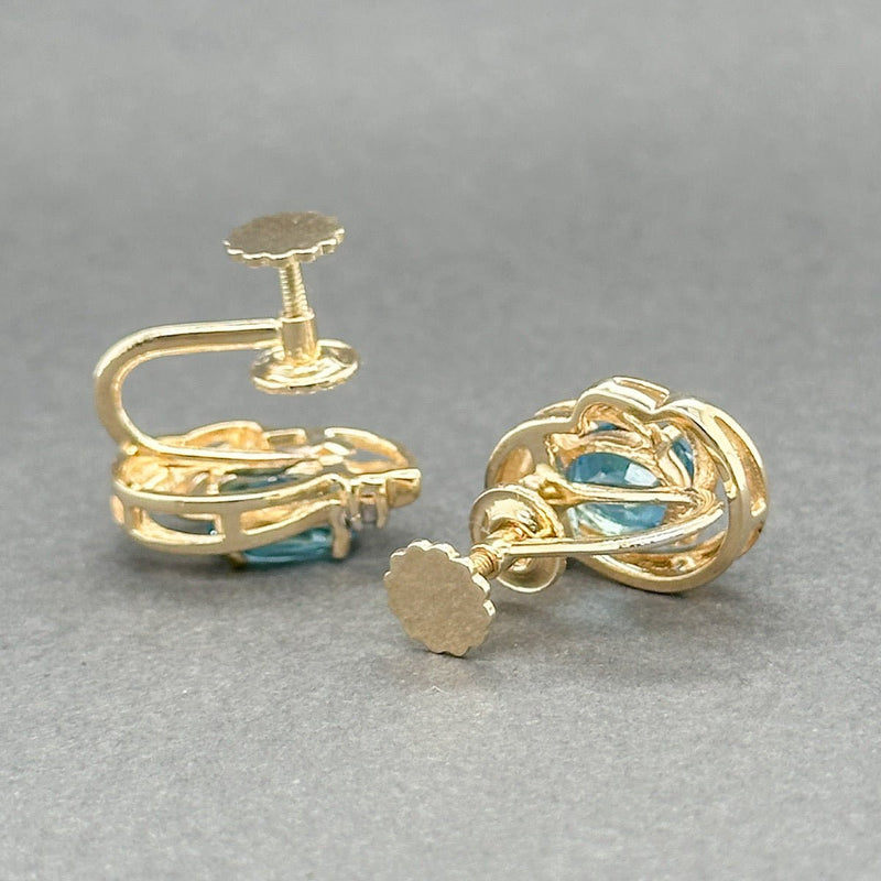 Estate 14K Y Gold 2.72ctw Blue Topaz & 0.01ctw H - I/SI2 Diamond Earrings - Walter Bauman Jewelers