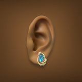 Estate 14K Y Gold 2.72ctw Blue Topaz & 0.01ctw H - I/SI2 Diamond Earrings - Walter Bauman Jewelers