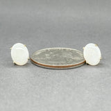 Estate 14K Y Gold 2.81ctw White Opal Stud Earrings - Walter Bauman Jewelers