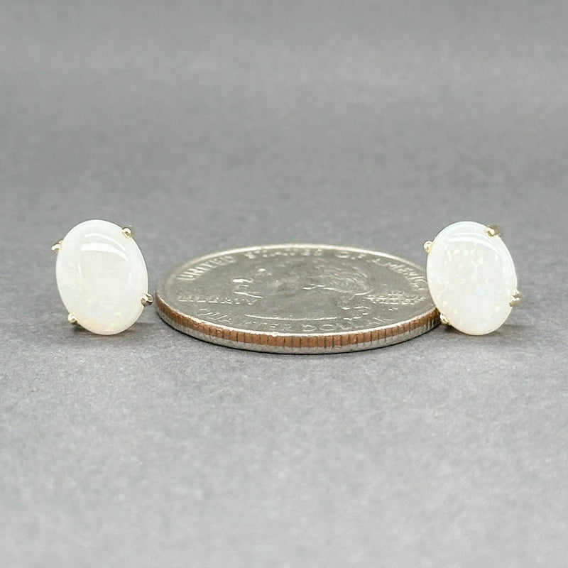 Estate 14K Y Gold 2.81ctw White Opal Stud Earrings - Walter Bauman Jewelers