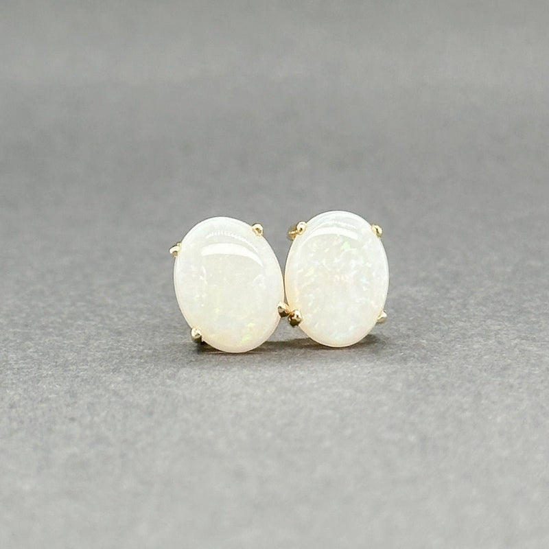 Estate 14K Y Gold 2.81ctw White Opal Stud Earrings - Walter Bauman Jewelers