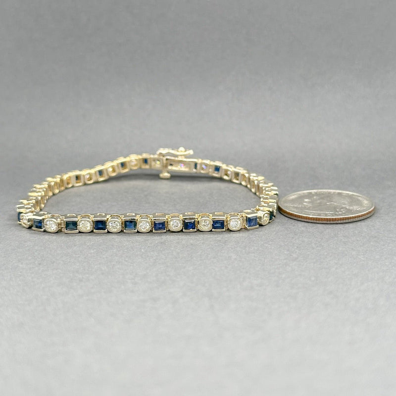 Estate 14K Y Gold 2.86ctw Sapphire & 2.05ctw H/SI1 - 2 Diamond Bracelet - Walter Bauman Jewelers