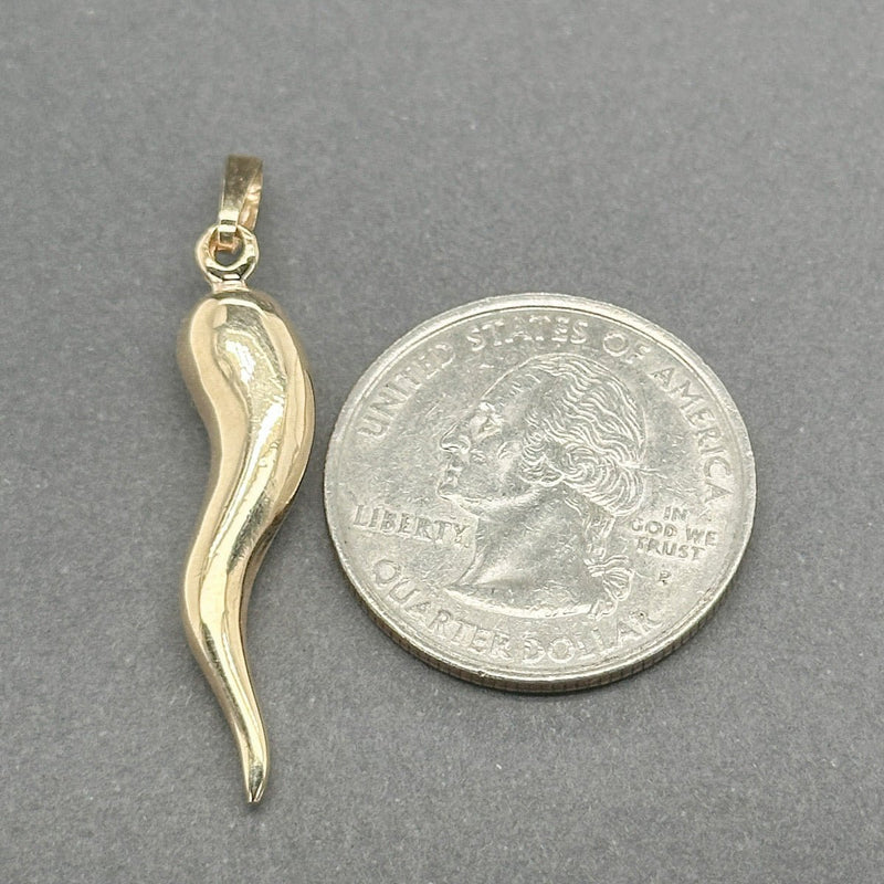 Estate 14K Y Gold 33.8mm Italian Horn Pendant - Walter Bauman Jewelers