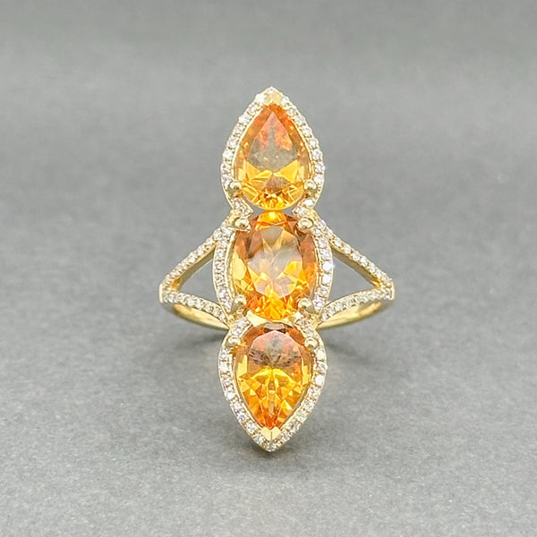 Estate 14K Y Gold 3.90ctw Citrine & 0.26ctw Diamond Ring - Walter Bauman Jewelers