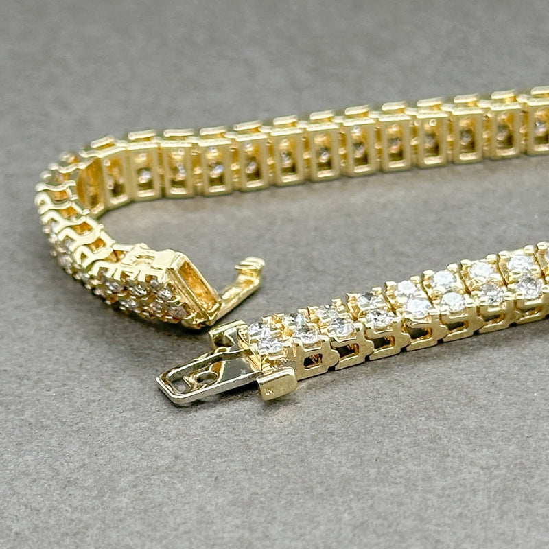 Estate 14K Y Gold 3.98ctw I-J/I1-2 Diamond Double Row Tennis Bracelet - Walter Bauman Jewelers