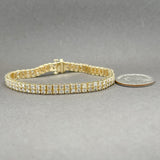 Estate 14K Y Gold 3.98ctw I-J/I1-2 Diamond Double Row Tennis Bracelet - Walter Bauman Jewelers