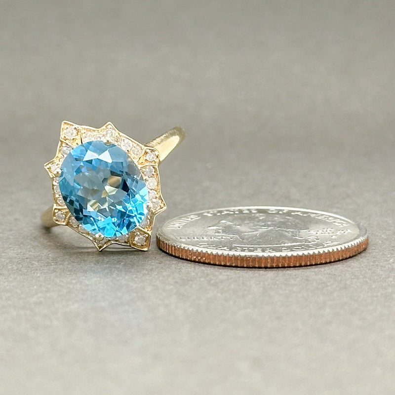 Estate 14K Y Gold 4.01ct Blue Topaz & 0.19ctw G-H/SI2-I1 Diamond Cocktail Ring - Walter Bauman Jewelers