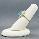 Estate 14K Y Gold 4.01ct Blue Topaz & 0.19ctw G-H/SI2-I1 Diamond Cocktail Ring - Walter Bauman Jewelers