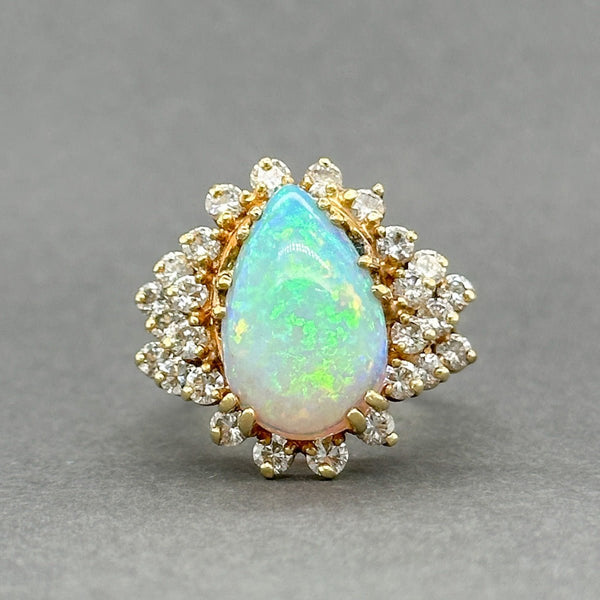 Estate 14K Y Gold 4.36ct Opal & 1.24ctw H/SI1 - 2 Diamond Ring - Walter Bauman Jewelers