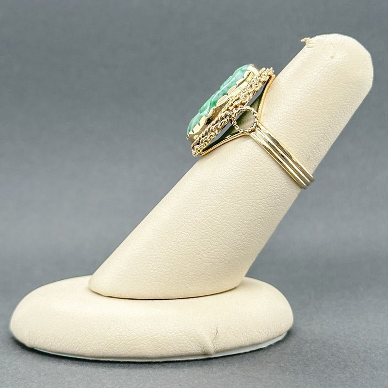 Estate 14K Y Gold 4.46ct Carved Jadeite Ring - Walter Bauman Jewelers