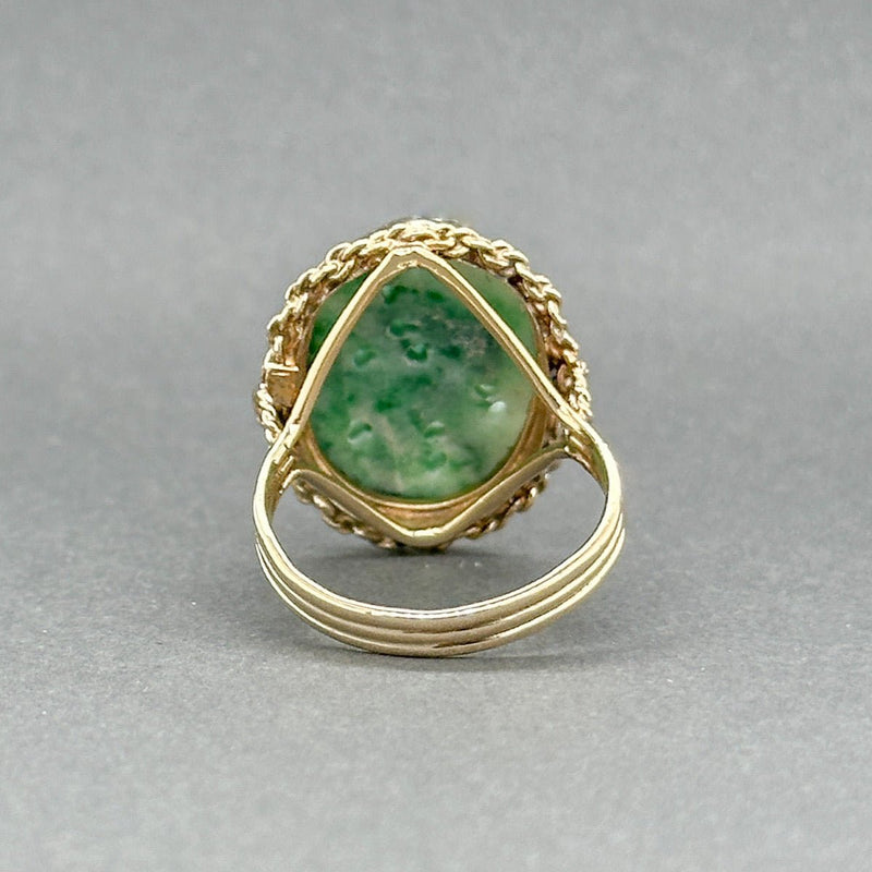 Estate 14K Y Gold 4.46ct Carved Jadeite Ring - Walter Bauman Jewelers