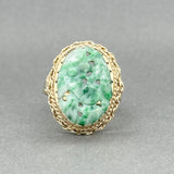 Estate 14K Y Gold 4.46ct Carved Jadeite Ring - Walter Bauman Jewelers