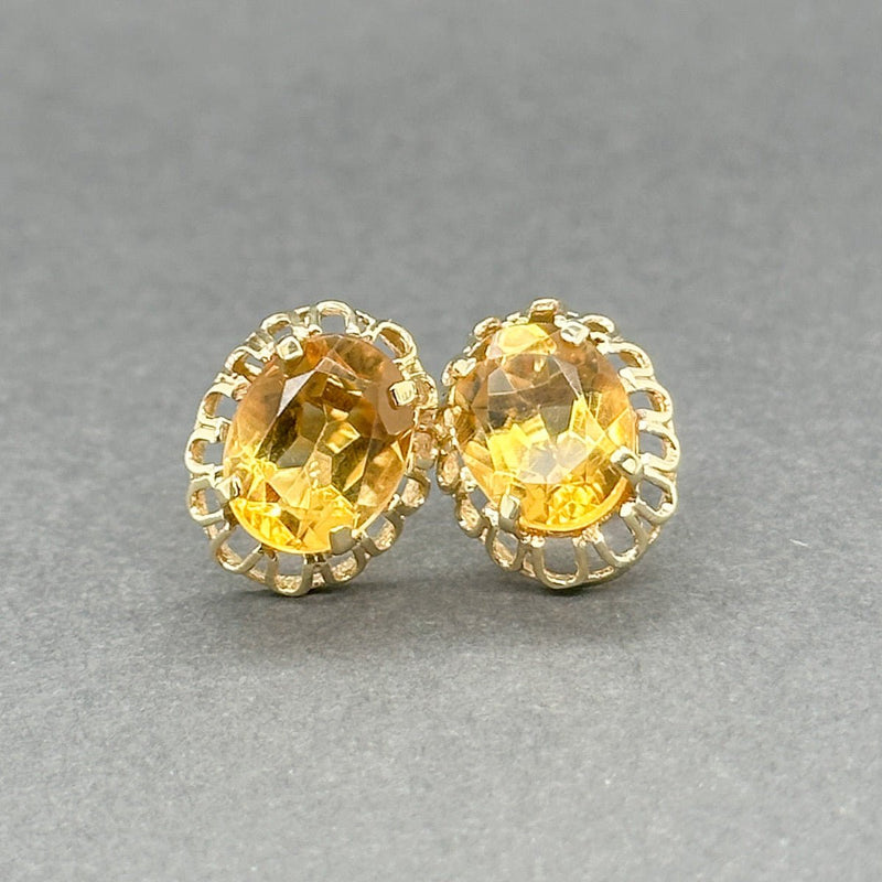 Estate 14K Y Gold 4.56ctw Citrine Stud Earrings - Walter Bauman Jewelers