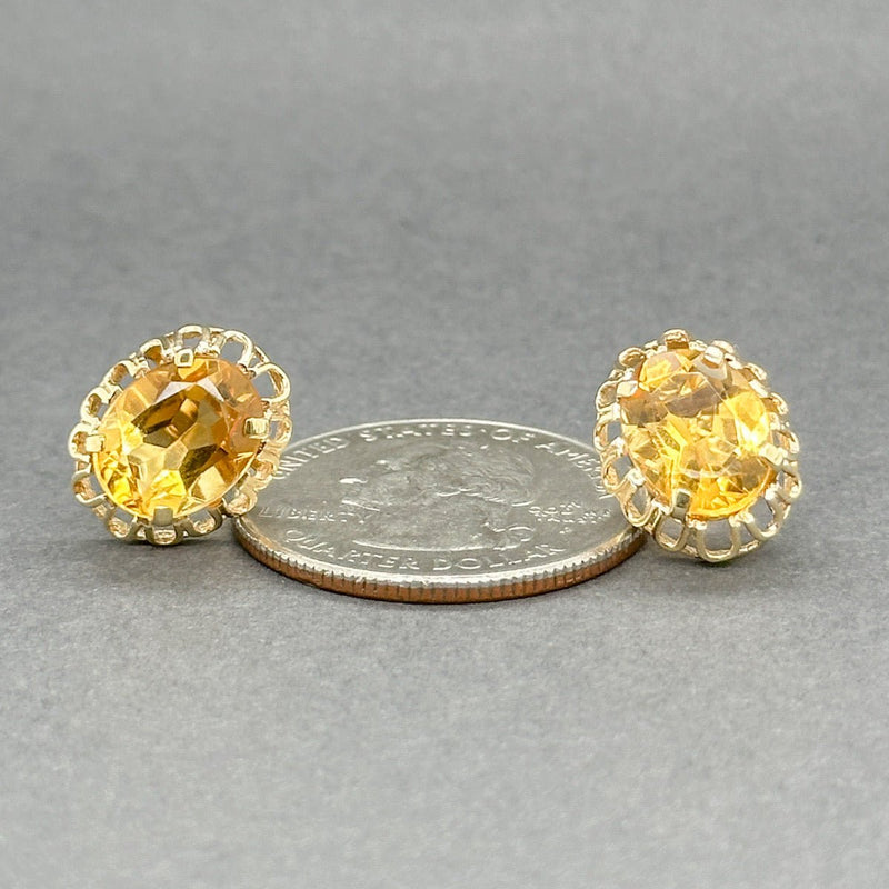 Estate 14K Y Gold 4.56ctw Citrine Stud Earrings - Walter Bauman Jewelers