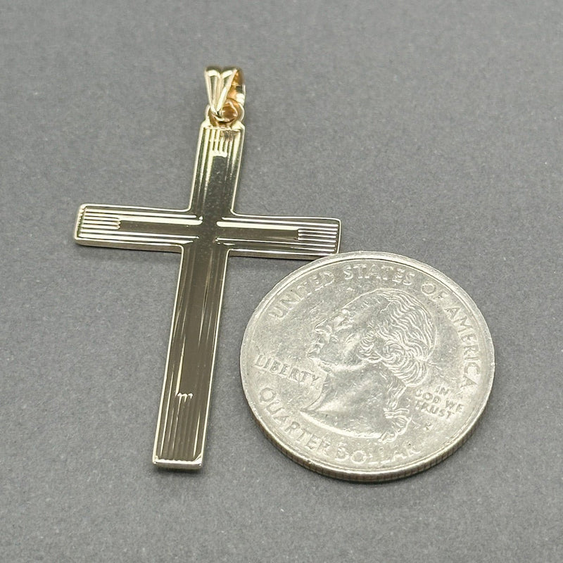 Estate 14K Y Gold 48.3mm Engraved Cross Pendant - Walter Bauman Jewelers