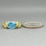 Estate 14K Y Gold 5.06ctw Blue Topaz & Peridot Ring - Walter Bauman Jewelers