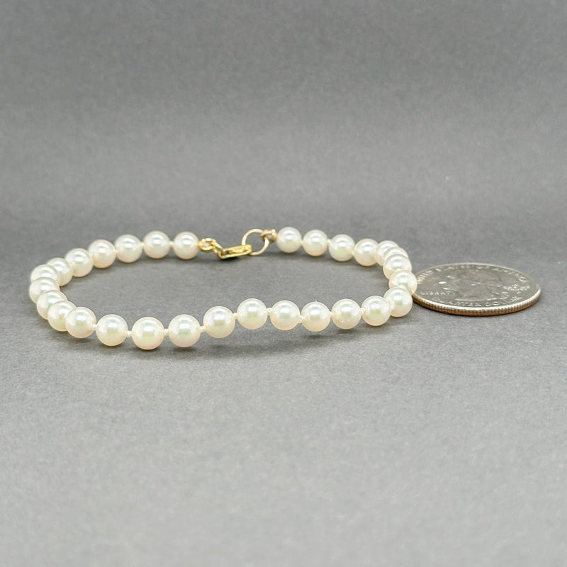 Estate 14K Y Gold 5.4 - 5.5mm Pearl Bracelet a - Walter Bauman Jewelers