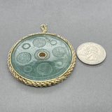 Estate 14K Y Gold 60.00ct Jadeite Wheel Pendant - Walter Bauman Jewelers