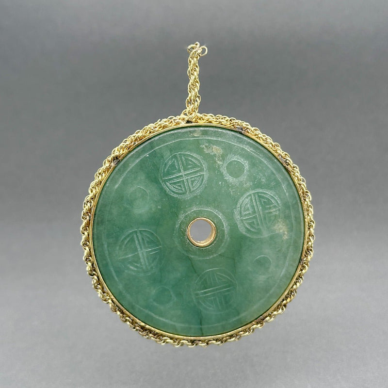 Estate 14K Y Gold 60.00ct Jadeite Wheel Pendant - Walter Bauman Jewelers